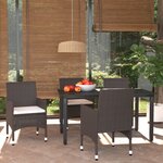 vidaXL Ensemble à manger de jardin et coussins 5 Pièces Poly rotin Marron
