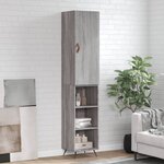 vidaXL Buffet haut Sonoma gris 34 5x34x180 cm Bois d'ingénierie