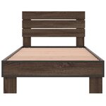 vidaXL Cadre de lit chêne marron 100x200 cm bois d'ingénierie et métal