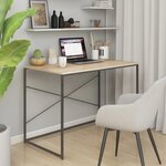 vidaXL Bureau d'ordinateur Noir et chêne 110x60x70cm Bois d'ingénierie
