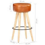 vidaXL Tabourets de bar lot de 2 cuir véritable et bois de manguier