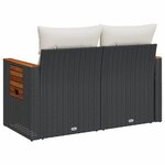 vidaXL Canapé de jardin avec coussins 2 places noir résine tressée