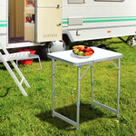 Table pliante table de camping table de jardin hauteur réglable aluminium MDF blanc