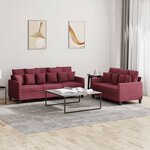 vidaXL Ensemble de canapés 2 Pièces avec coussins Rouge bordeaux Tissu