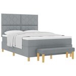 vidaXL Lit à sommier avec matelas et banc gris clair 140x200 cm tissu
