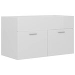 vidaXL Armoire d'évier avec lavabo intégré Blanc brillant Aggloméré