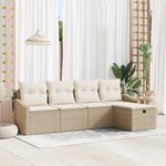 vidaXL Ensemble de Canapé de Jardin 5 Pièces Avec Coussins Beige Poly Rattan