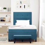 vidaXL Lit avec sommier à ressorts avec matelas et banc bleu foncé 120x200 cm en velours