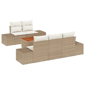 vidaXL Ensemble de canapé de jardin de 6 pièces avec coussins beige polyosier acacia