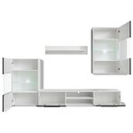 Meuble TV à vitrine murale avec lumière LED 4 Pièces Noir