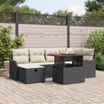Set de Canapé de Jardin 7 Pièces avec Coussins Noir Poly Rattan vidaXL