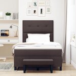 vidaXL Lit à ressorts avec Matelas & Banc Marron Foncé 120x200 cm Tissu