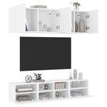 vidaXL Unités murales TV 5 Pièces blanc bois d'ingénierie