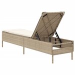 vidaXL Chaise longue avec coussin beige résine tressée