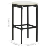 vidaXL Ensemble de bar de jardin avec coussins 4 Pièces Noir