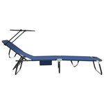 vidaXL Chaise longue pliante avec auvent bleu en tissu Oxford 600D