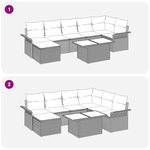 vidaXL Ensemble de canapé de jardin 8 pièces avec coussins en rattan gris