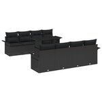 vidaXL Ensemble de Sofa de Jardin 9 Pièces avec Coussins Noir Rattan Poli
