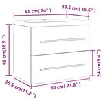 vidaXL Meuble lavabo avec bassin intégré Sonoma gris Bois d'ingénierie