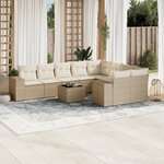 vidaXL Salon de jardin avec coussins 10 Pièces beige résine tressée
