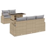 Ensemble de Canapés de Jardin 6 pièces avec Coussins Beige en Rattan Poly