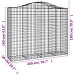 vidaXL Paniers à gabions arqués 10 Pièces 200x50x160/180 cm Fer galvanisé