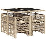 vidaXL Ensemble à manger de jardin et coussins 9 Pièces beige Poly rotin