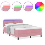 Lit Box Spring avec Matelas & LED Rose 160x200 cm Velours