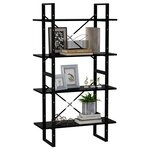 vidaXL Bibliothèque à 4 niveaux noir 80x30x140 cm bois d'ingénierie