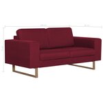 vidaXL Canapé à 2 places Tissu Rouge bordeaux