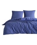 Parure de lit bleue unie 140 x 200 cm