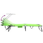 vidaXL Chaise Longue Pliante avec Auvent en Tissu Oxford Vert 600D