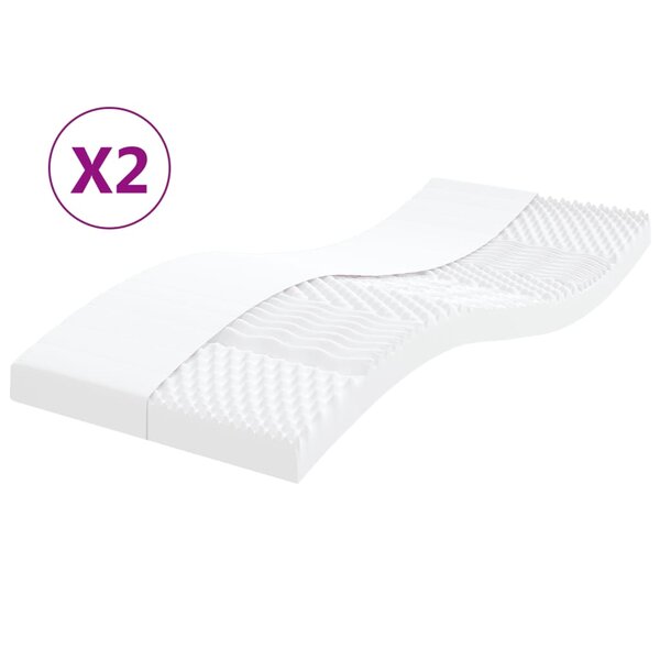 vidaXL Matelas en mousse 2 Pièces blanc 80x200 cm 7 zones dureté 20 ILD