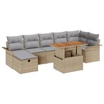 vidaXL Ensemble de canapés de jardin 8 pièces avec coussins Beige Poly Rotin