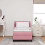 Lit boxspring vidaXL avec matelas rose 80x200 cm en velours