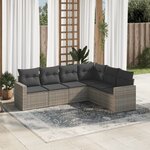 vidaXL Salon de jardin 6 Pièces avec coussins gris résine tressée