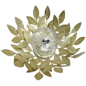 Nenuphar solaire GALIX G4495 - Metal  Or et Verre craquelé - 7 Lumens - 26 cm