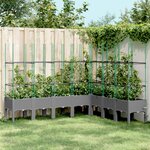vidaXL Jardinière avec treillis gris clair 200x160x142 5 cm PP