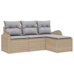 vidaXL Ensemble de canapés de jardin de 4 pièces avec coussins Beige Poly Rattan