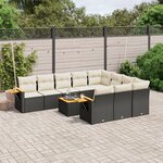 vidaXL Salon de jardin 11 Pièces avec coussins noir résine tressée