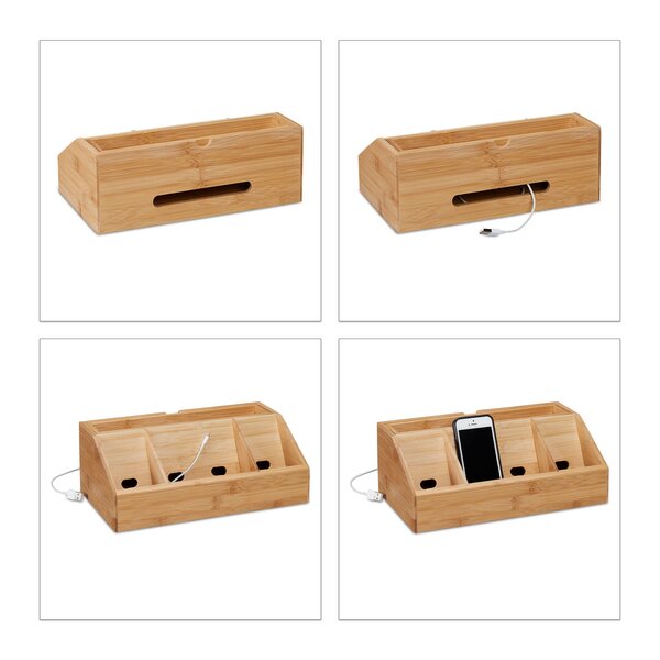 Organiseur de bureau 5 compartiments bloc-note nature bambou 13_0001747