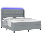 vidaXL Lit à sommier à ressorts avec matelas et LED gris clair 180x200 cm tissu