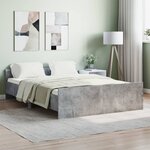vidaXL Cadre de lit tête de lit et pied de lit gris béton 135x190 cm