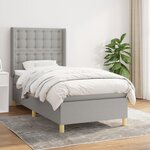 vidaXL Sommier à lattes de lit avec matelas Gris clair 100x200cm Tissu