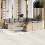 vidaXL Salon de jardin 11 Pièces avec coussins beige résine tressée