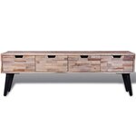 vidaXL Table console TV avec 4 tiroirs Bois de teck recyclé