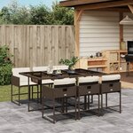 vidaXL Ensemble à manger de jardin et coussins 7 Pièces marron rotin