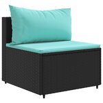 vidaXL Salon de jardin 4 Pièces avec coussins noir résine tressée