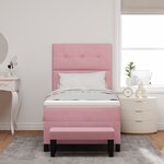 vidaXL Lit Box Spring avec Matelas & Banc Rose 90x190 cm en Velours
