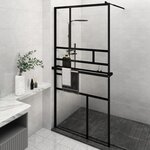 vidaXL Paroi de douche avec étagère Noir 115x195cm Verre ESG&Aluminium